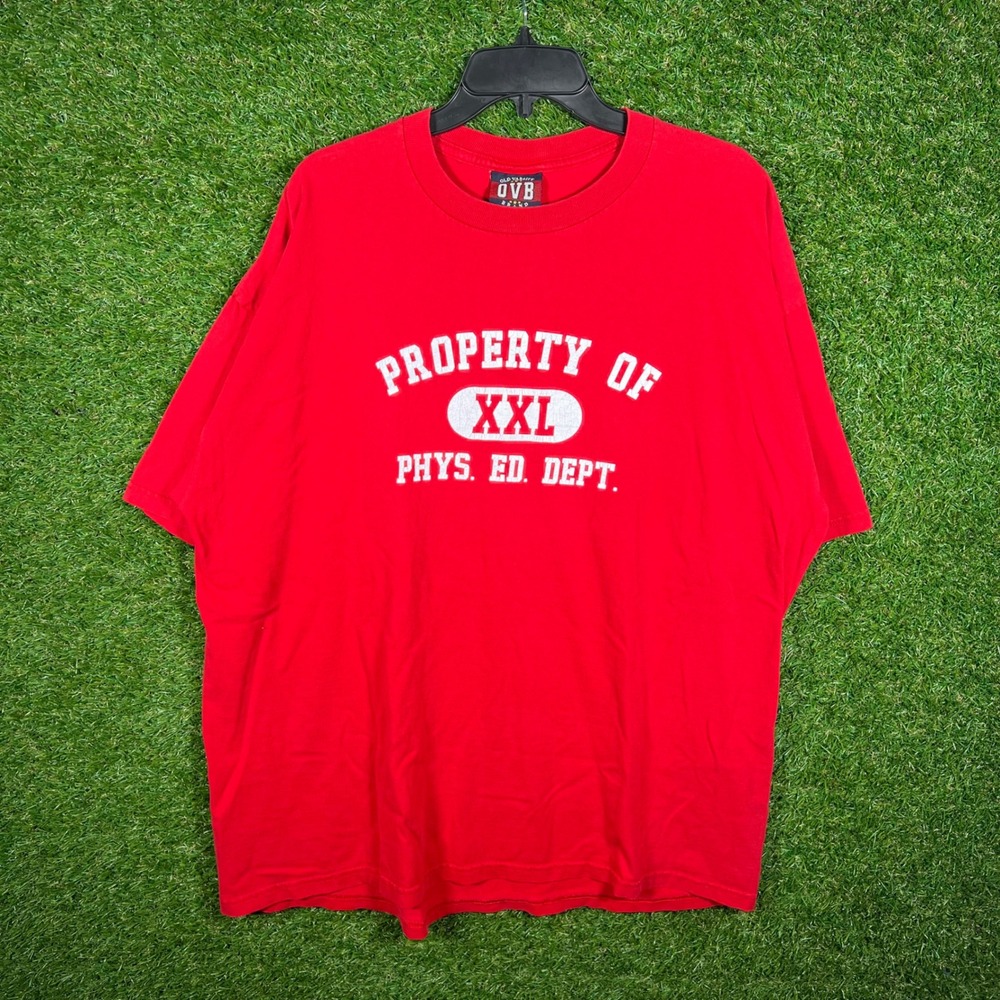 Old Varsity Brand OVB Mens XXL Red Property Of‎ XXL Phys Ed Dept Graphic T-Shirt
